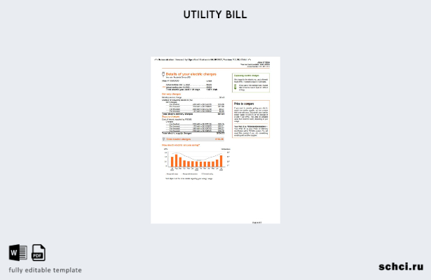 цифровая загрузка США, Нью Йорк PSEG, счет за коммунальные услуги, шаблон Word 1